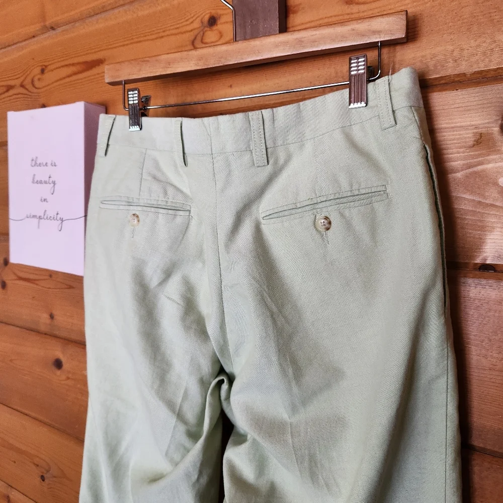 Charleston Khakis Light Green Twill Slacks Trouser Pants Preppy Tall Sz 32 X 34
